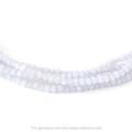 Strung 'Wrap' Blue Chalcedony gemstone bead necklace with attached / integrated charm clasp.
Anne Sportun tag charm, and beaded charm included.