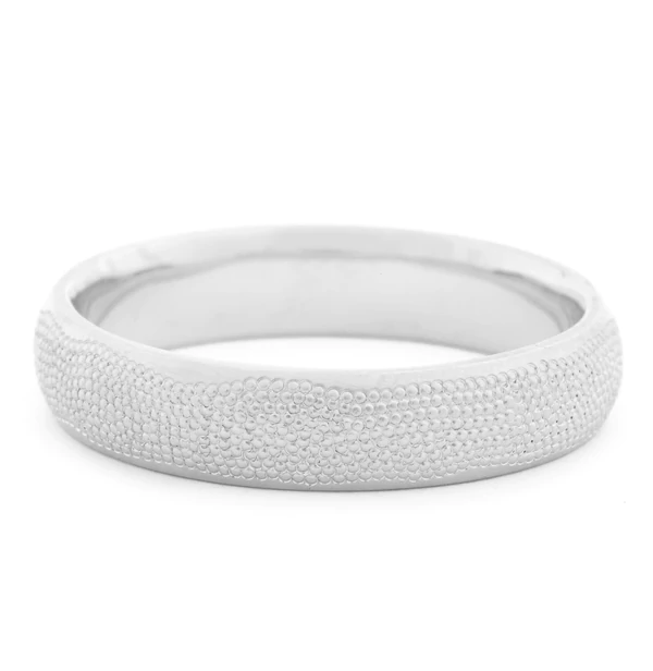 14K White Gold Stardust Texture Band - 4.8mm Wide | Magpie Jewellery