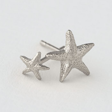 Sterling Silver Asymmetric Starfish Stud Earrings | Magpie Jewellery