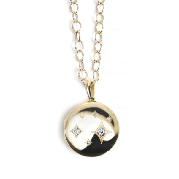 Gothic Diamond Locket Necklace - Gold, White Topaz &amp; Diamond - Magpie Jewellery