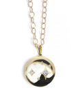 Gothic Diamond Locket Necklace - Gold, White Topaz & Diamond - Magpie Jewellery