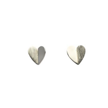 Folded Heart Studs - Magpie Jewellery