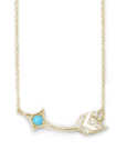 Arrow Bar Necklace - Gold, Turquoise & White Sapphire - Magpie Jewellery