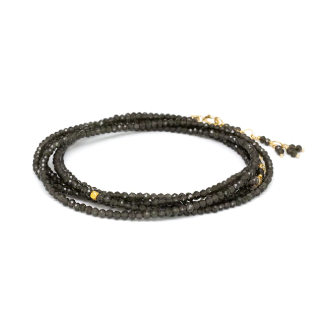Obsidian Bead Wrap Bracelet - Magpie Jewellery
