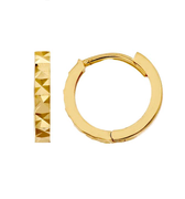 14K Yellow Gold Faceted Huggie Hoop Earrings - Magpie Jewellery