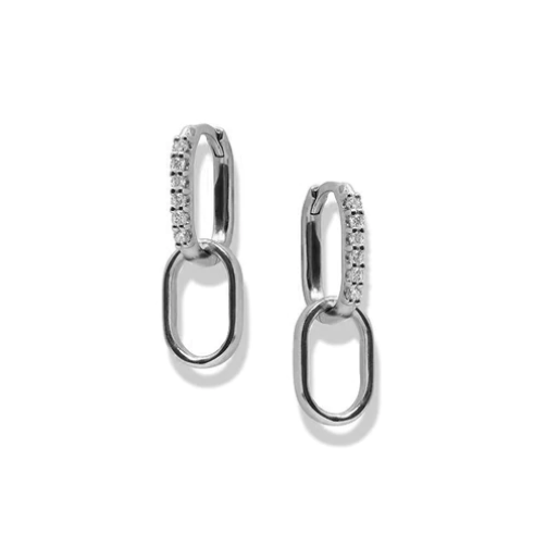 Classique Pavé Paper Clip Hoops - Sapphires & Silver - Magpie Jewellery