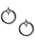 Gothic Diamond Open Circle Studs - Silver & White Sapphire - Magpie Jewellery