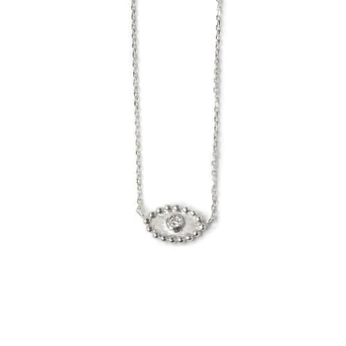 Dew Drop Evil Eye Necklace - White Sapphire - Magpie Jewellery