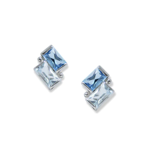 Cléo Deux Carré Blue Topaz Studs - Magpie Jewellery