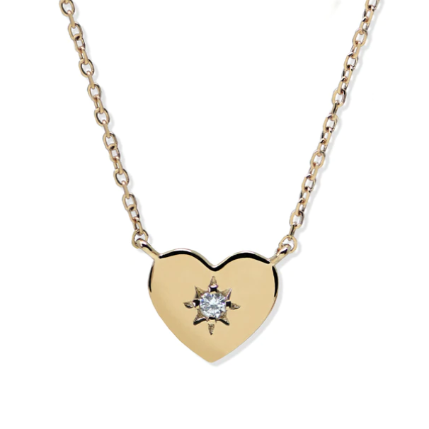 Vintage Star Heart Pendant Necklace - Gold &amp; Diamond - Magpie Jewellery