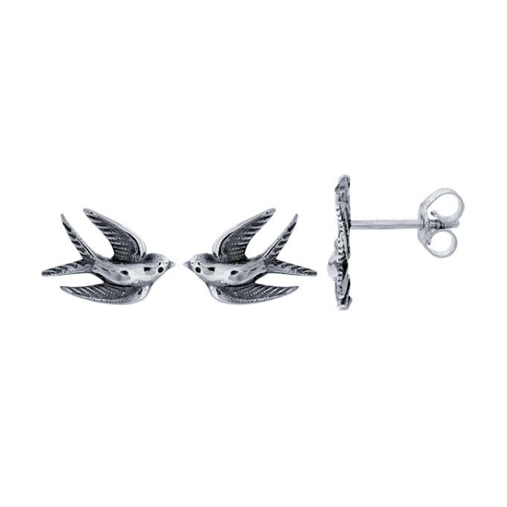 Silver Swallow Stud Earrings - Magpie Jewellery