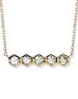 Bolt Mini Bar Necklace - Gold & White Topaz - Magpie Jewellery