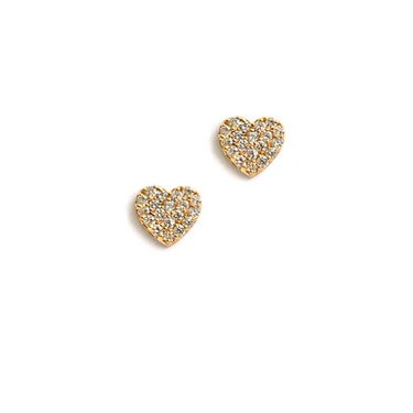 Diamond Pavé Heart Studs  - Gold - Magpie Jewellery