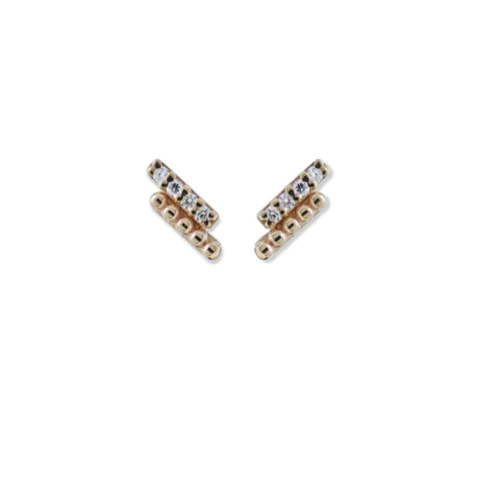Dew Drop Diamond Pavé Bar Studs - Magpie Jewellery
