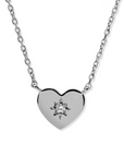 Vintage Star Heart Pendant Necklace - White Sapphire - Magpie Jewellery