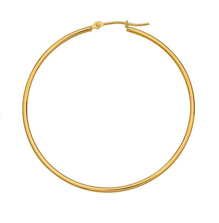 14K Yellow Gold Tubing Hoop Earrings 1.5mm X 45mm - Magpie Jewellery