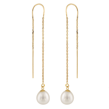 Gold & Pearl - Pull-Through Drop Earrings - Magpie Jewellery