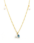 Marquise Gem Keshi Pearl Dangle Necklace - Magpie Jewellery