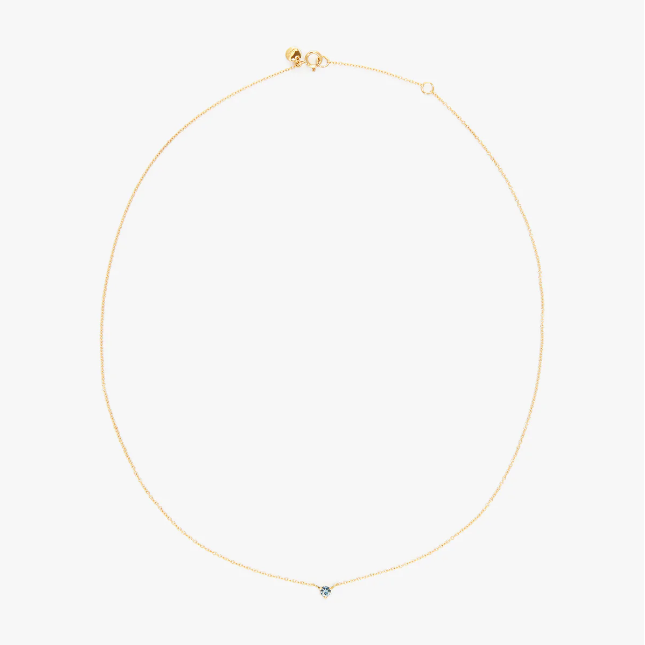 3mm Aquamarine Gold Necklace - Magpie Jewellery