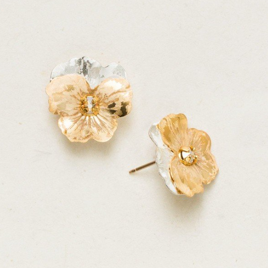 Garden Pansy Stud Earrings - Magpie Jewellery