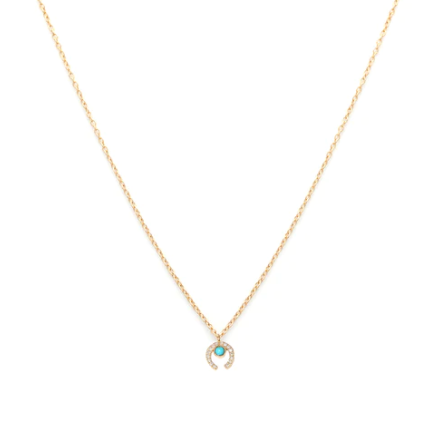 Luck Necklace Gold, Turquoise &amp; Diamond - Magpie Jewellery