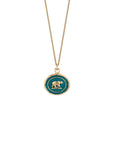 14k Gold Mother Bear Talisman - Mediterranean Blue - Magpie Jewellery