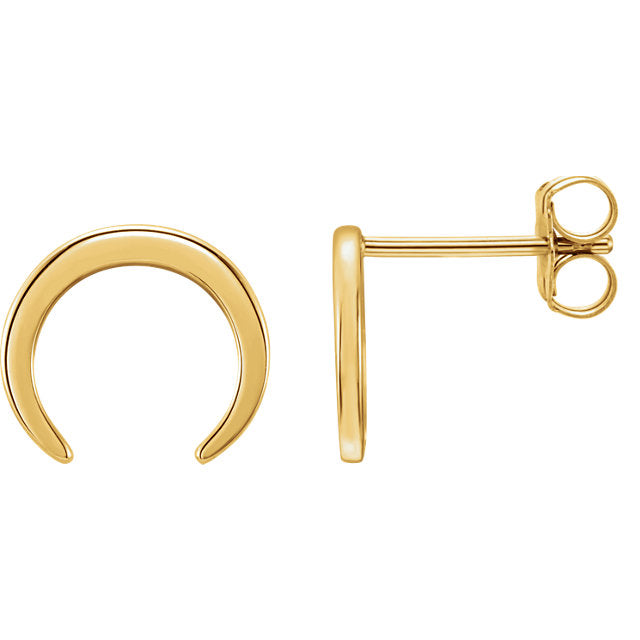 Crescent Studs - Yellow Gold - Magpie Jewellery