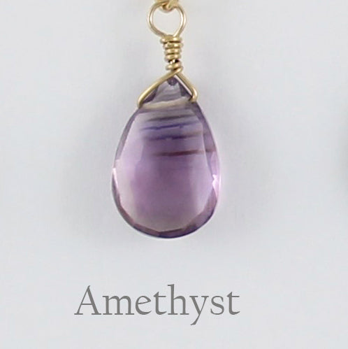 Gold Fill Gemstone Solo Necklace | Magpie Jewellery | Yellow Gold | Amethyst, Faceted | Labelled