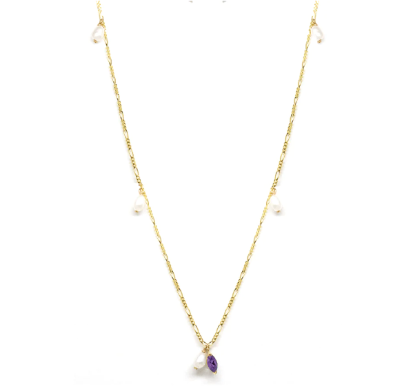 Marquise Gem Keshi Pearl Dangle Necklace - Magpie Jewellery