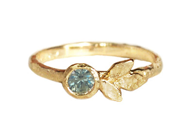 Triple Leaf Solitaire w/ .34ct Green Sapphire - Magpie Jewellery