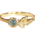 Triple Leaf Solitaire w/ .34ct Green Sapphire - Magpie Jewellery
