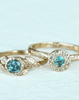 Aquamarine & Diamond Halo Ring - Magpie Jewellery