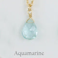 Gold Fill Gemstone Solo Necklace | Magpie Jewellery | Yellow Gold | Aquamarine, Faceted | Labelled