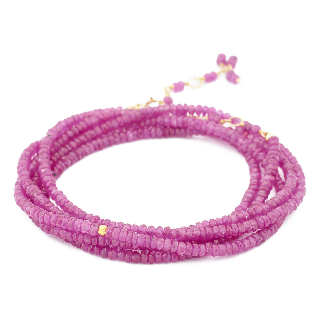 Pink Sapphire Wrap Bracelet - Magpie Jewellery