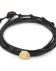 Black Linen Cord Single Petal Diamond Bracelet - Magpie Jewellery