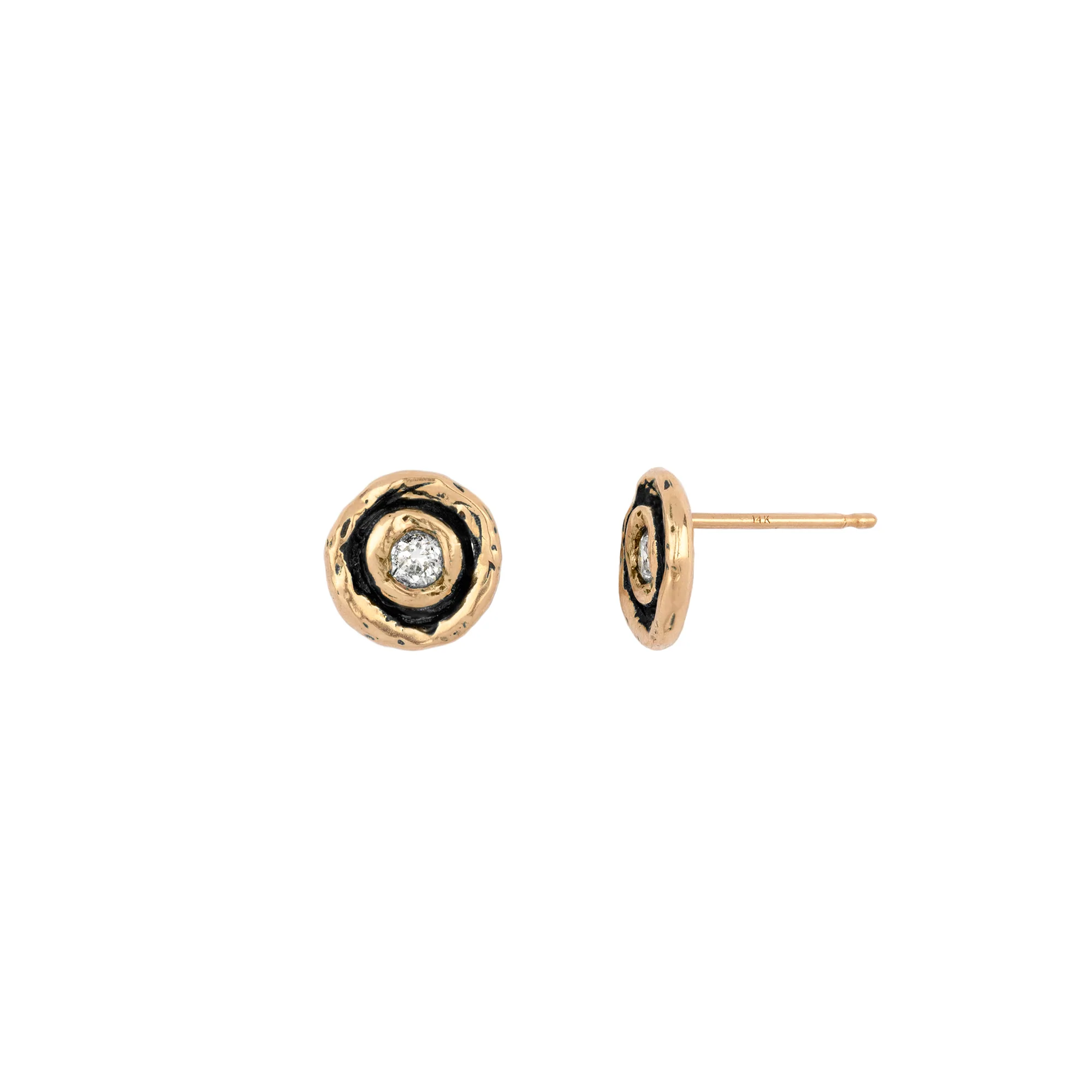 Flush Set Diamond 14K Gold Stud | Magpie Jewellery