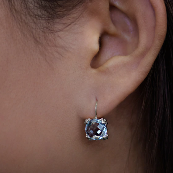 Dewdrop Cluster Earrings - Blue Topaz &amp; Silver - Magpie Jewellery