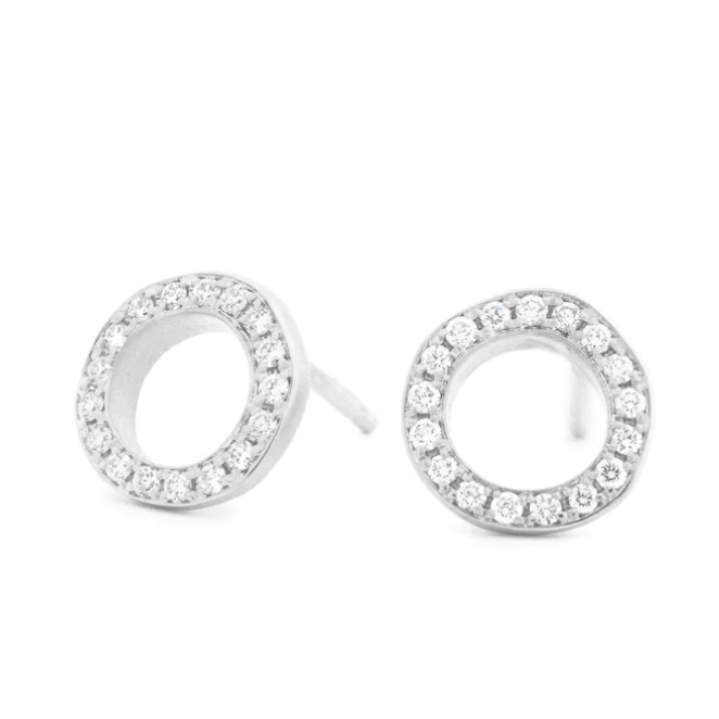 Open 'Lilydust' Diamond Stud Earrings - Magpie Jewellery