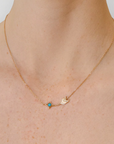 Arrow Bar Necklace - Gold, Turquoise & White Sapphire - Magpie Jewellery