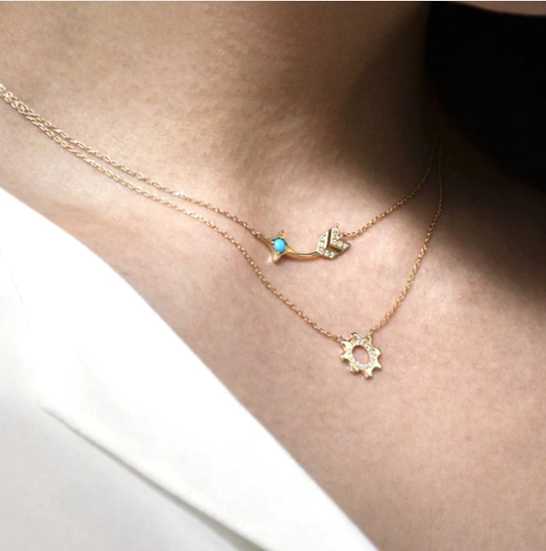 Arrow Bar Necklace - Turquoise - Magpie Jewellery