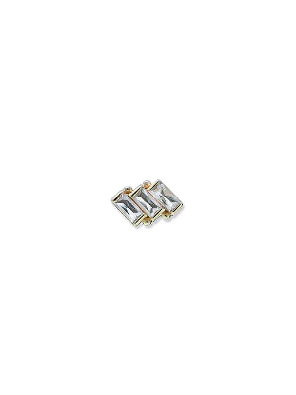 Clear Topaz Triple Carré Studs | Magpie Jewellery