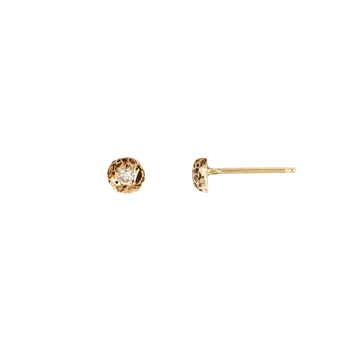 Stone Set 14K Gold Studs Extra Large Nugget | Magpie Jewellery