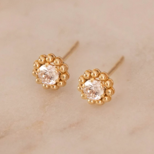 10KY GOLD BEADED STUDS - Magpie Jewellery
