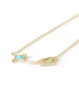Arrow Bar Necklace - Gold, Turquoise & White Sapphire - Magpie Jewellery