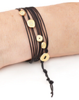 Black Linen Cord Diamond Wrap Bracelet - Magpie Jewellery