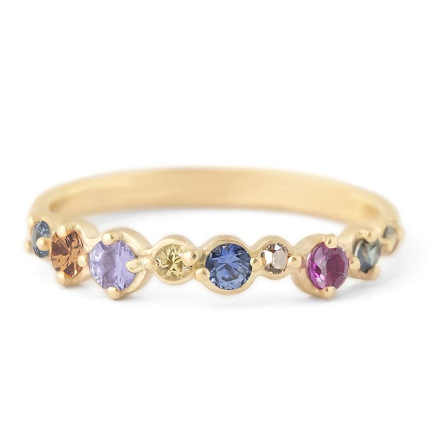 Multi-Coloured Sapphire Cap Band - Magpie Jewellery