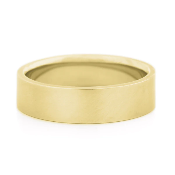 18K Yellow Gold Pipe Cut 6mm Wide Band | Magpie Jewellery