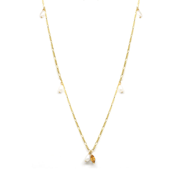 Marquise Gem Keshi Pearl Dangle Necklace - Magpie Jewellery