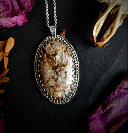 Gemstone Necklace with Locally Mined Fishscale Peristerite - Magpie Jewellery