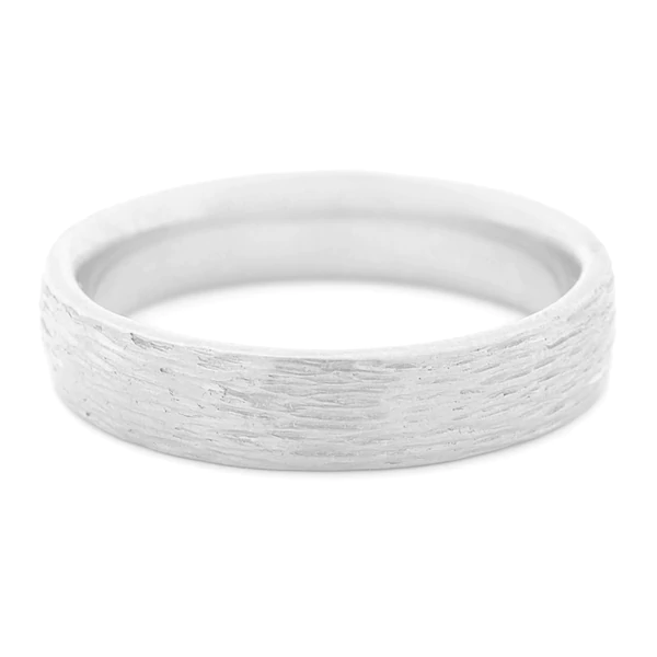 14K White Gold Bark Finish 5mm Band | Magpie Jewellery